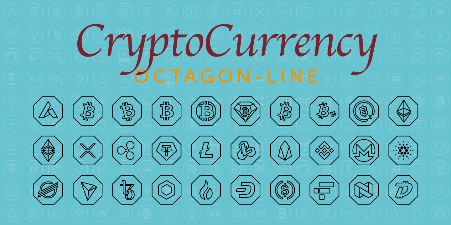 Пример шрифта Cryptocurrency Octagon Line